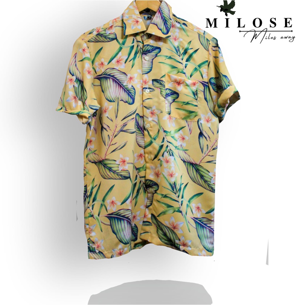 BAJU PANTAI PRIA JUMBO BIG SIZE KEMEJA MOTIF BUNGA KEMEJA BALI XXL - XXXL