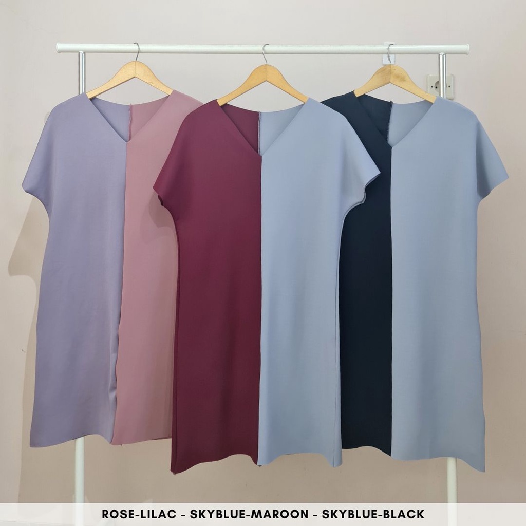 3115 keno two tone dress scubamidi dress bumil friendly dress natal