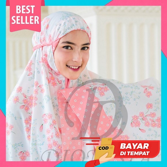 Mukena Dewasa Jumbo 2 In 1 Kayana Motif Bahan Rayon Premium Jatuh Adem Ponco Pouch Tas Sleting Cream