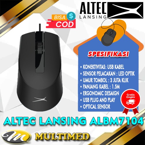 Mouse Wired / Kabel Altec Lansing ALBM7104 Office Comfortable Feel