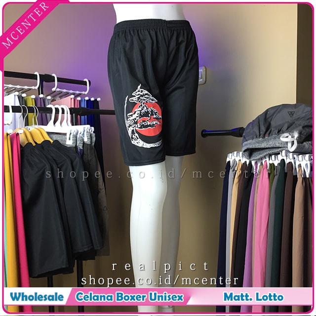 Paket isi 4 pcs Boxer Unisex Matt Lotto Hitam 4 Motif