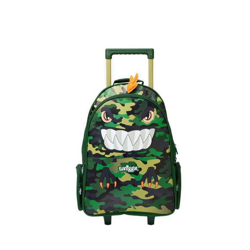 Tas SMIGGLE trolley ransel koper anak TK SD SMP boy girl dino best budz with light up wheels