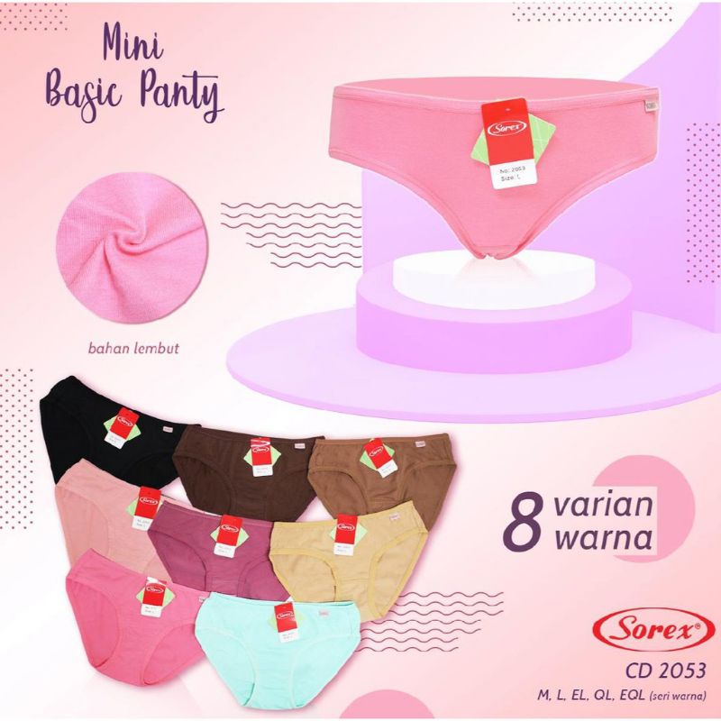 Grosir Sorex Celana dalam mini katun 2053 / Underwear Wanita Sorex Mini 2053 size EL QL