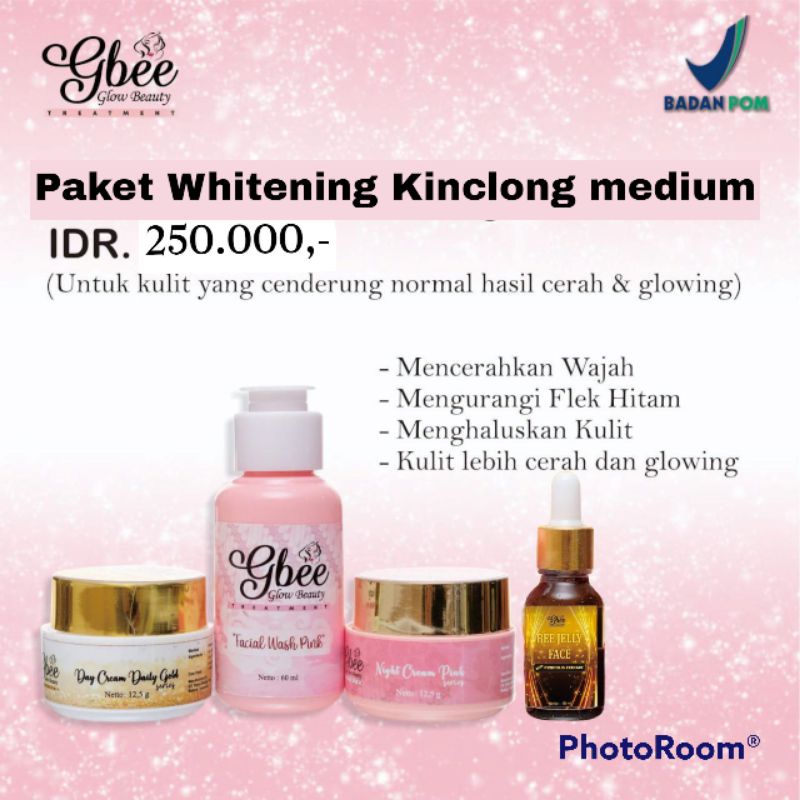 miffglow - Gbee glow beauty paket whitening kinclong medium / pemutih BPOM gbee