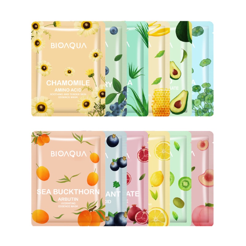 [BPOM][100% ORIGINAL] BIOAQUA Sheet Mask Hydrating Essence Face Mask Brightening Moisturizing Skin Care Anti aging Masker Wajah(25g/pcs)