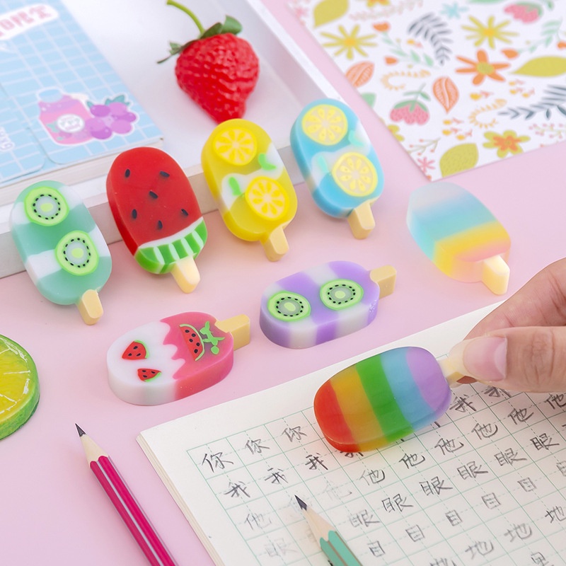 ⭐️𝐈𝐇𝐒 𝟖𝟒𝟔 𝐋𝐚𝐦𝐩𝐮𝐧𝐠⭐️Penghapus Pensil Karakter Es Krim Ice Cream Erazer Set 4pcs