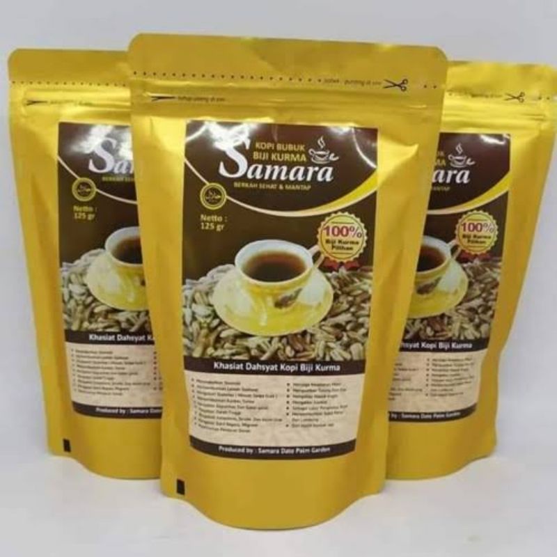 

SAMARA 125GR KOPI BUBUK BIJI KURMA KOPI HITAM SAMARA KOPI KURMA