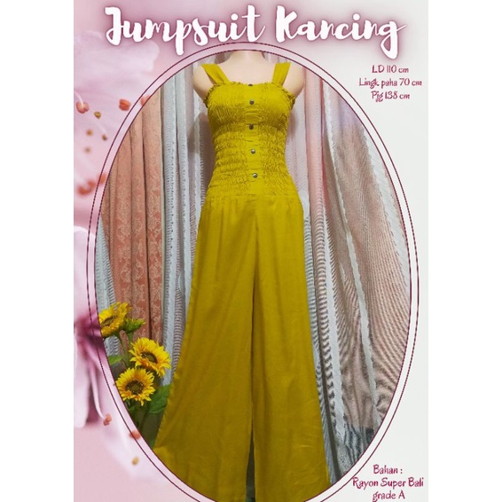 Jumpsuit kancing celana panjang //Jumpsuit kerut panjang // Jumpsuit kerut kancing