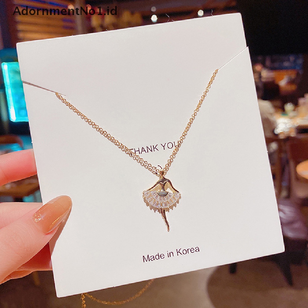 [AdornmentNo1] Manis Elegan Ballerina Gadis Kristal Zirkon Liontin Kalung Perhiasan Indah [ID]