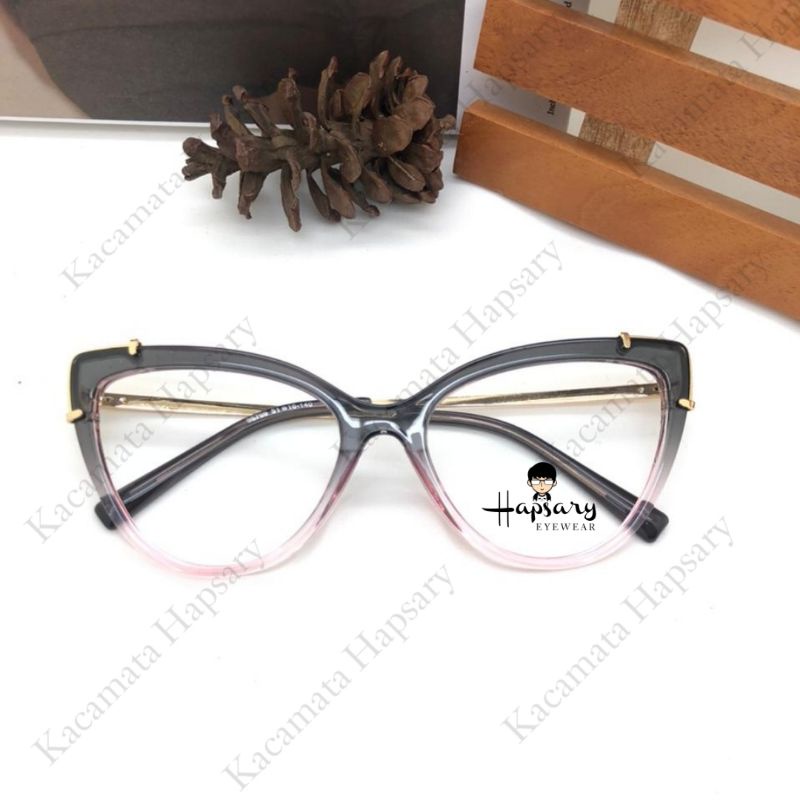 Kacamata Minus Antiradiasi Frame Wanita Cat eye 95709 | Anti UV Photocromic &amp; Bluecromic