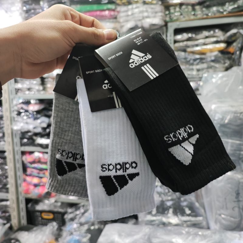 Kaos kaki sport Adidas panjang sebetis bahan PE lembut elastis/kaos kaki sport Adidas panjang sebetis/Adidas pe sebetis