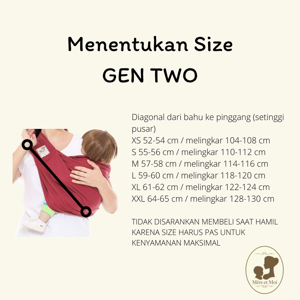 Mere et Moi XL Gen Two Geos Gendongan Kaos Bayi Katun Premium Baby Sling Carrier