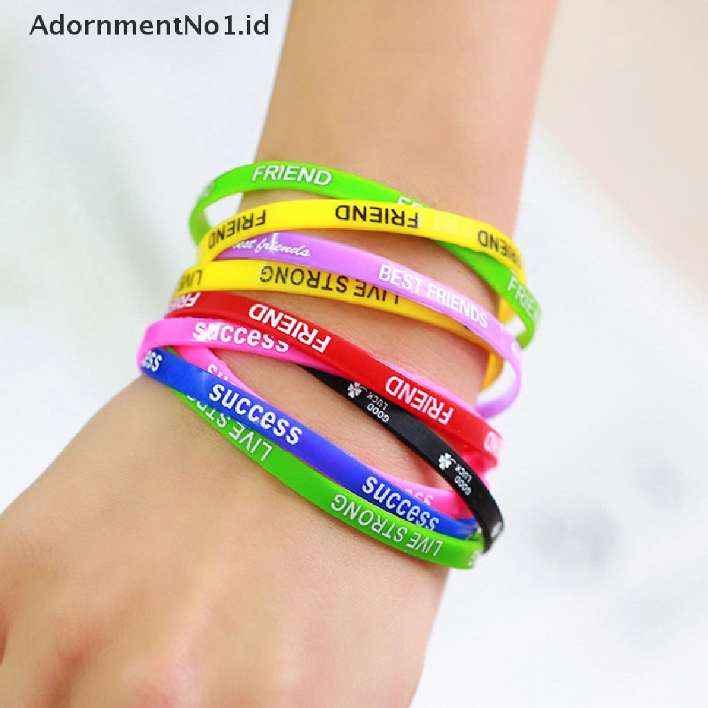 [AdornmentNo1] 10pcs/lot Gelang Silikon Curah Grosir Fashion Multicolor Untuk Wanita Karet [ID]