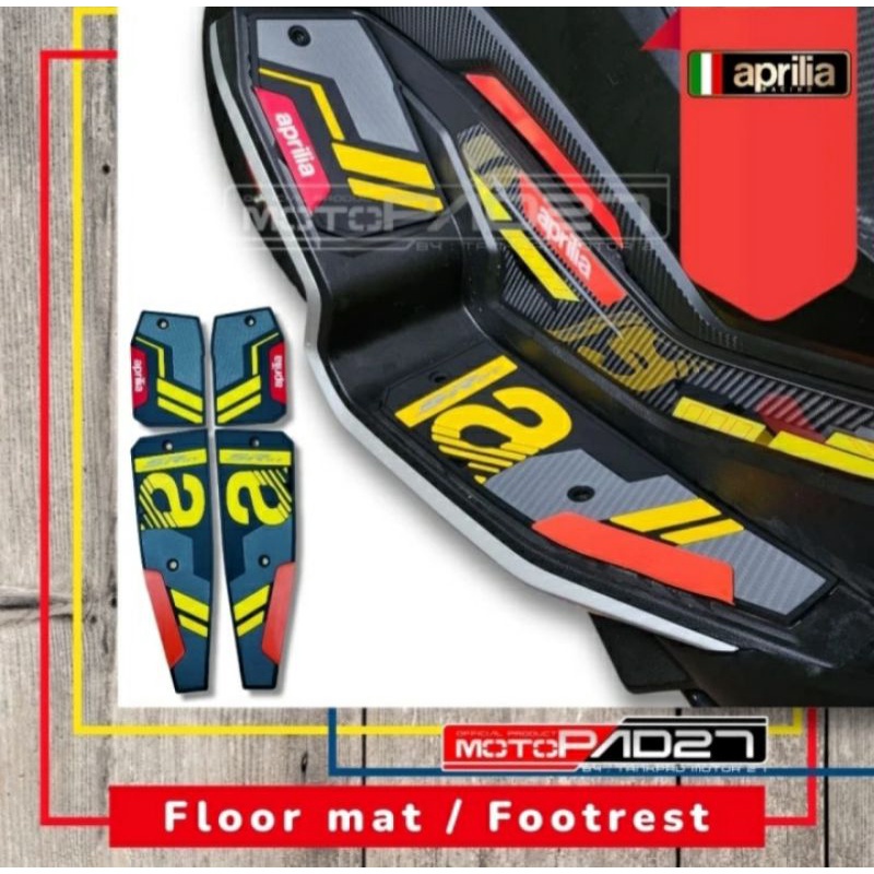 Bordes Karpet pijakan kaki Footrest Floor APRILIA SR-GT 200 Premium Rubber motopad27