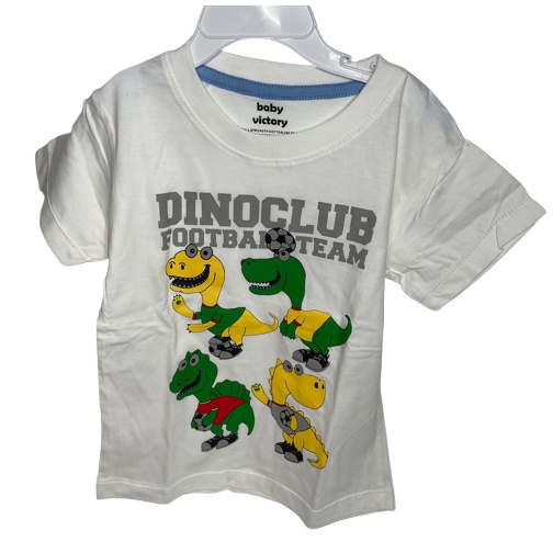 A5029 BABY VICTORY dinoclub white shirt / baju anak kecil bayi remaja girl bodysuit jumper pakaian perempuan laki laki cowo cewe cewek cowok kemeja overall lucu unik imut gemas gemes murah sisa ekspor export kaos kaus