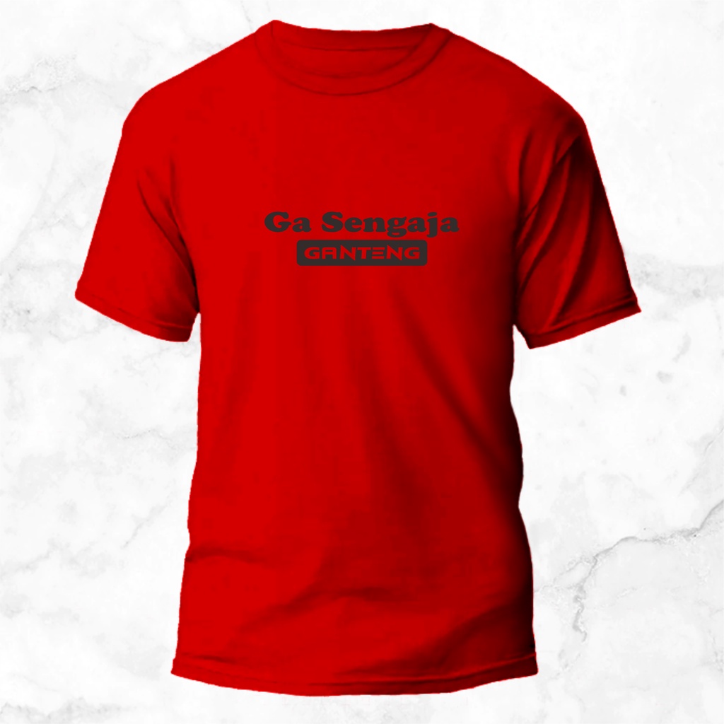 T-SHIRT KAOS CASUAL GA SENGAJA GANTENG LOGO GOLD & HITAM