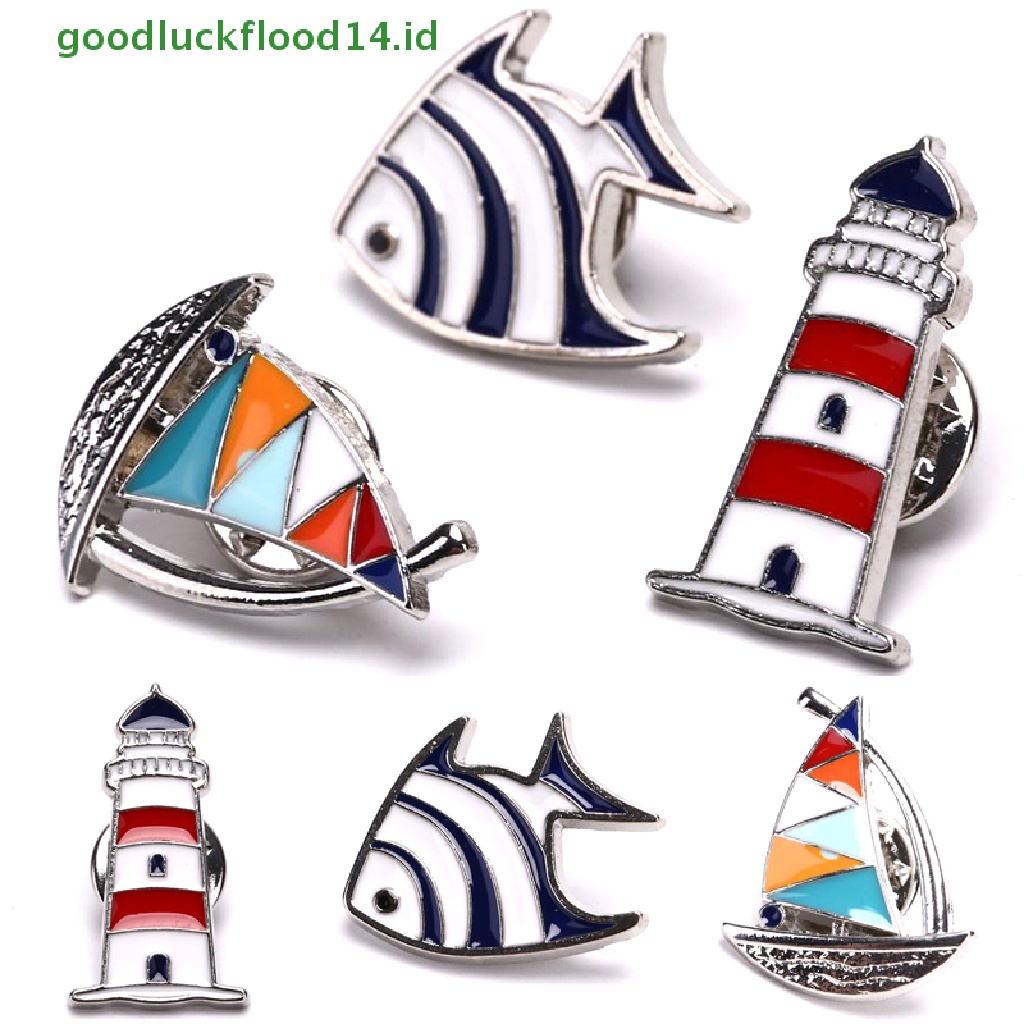 [GOOGFOUR] Mode Enamel Perahu Layar Ikan Menara Navy Bros Lencana Korsase Perhiasan Hadiah [TOP]