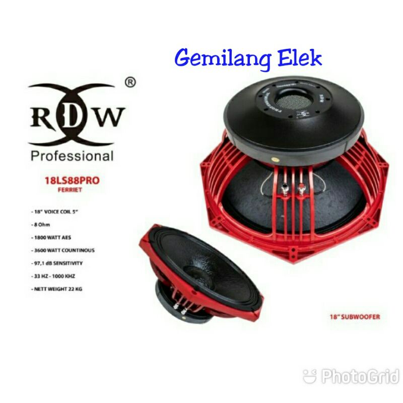 Speaker Komponen RDW 18LS88PRO Subwoofer 18 inch