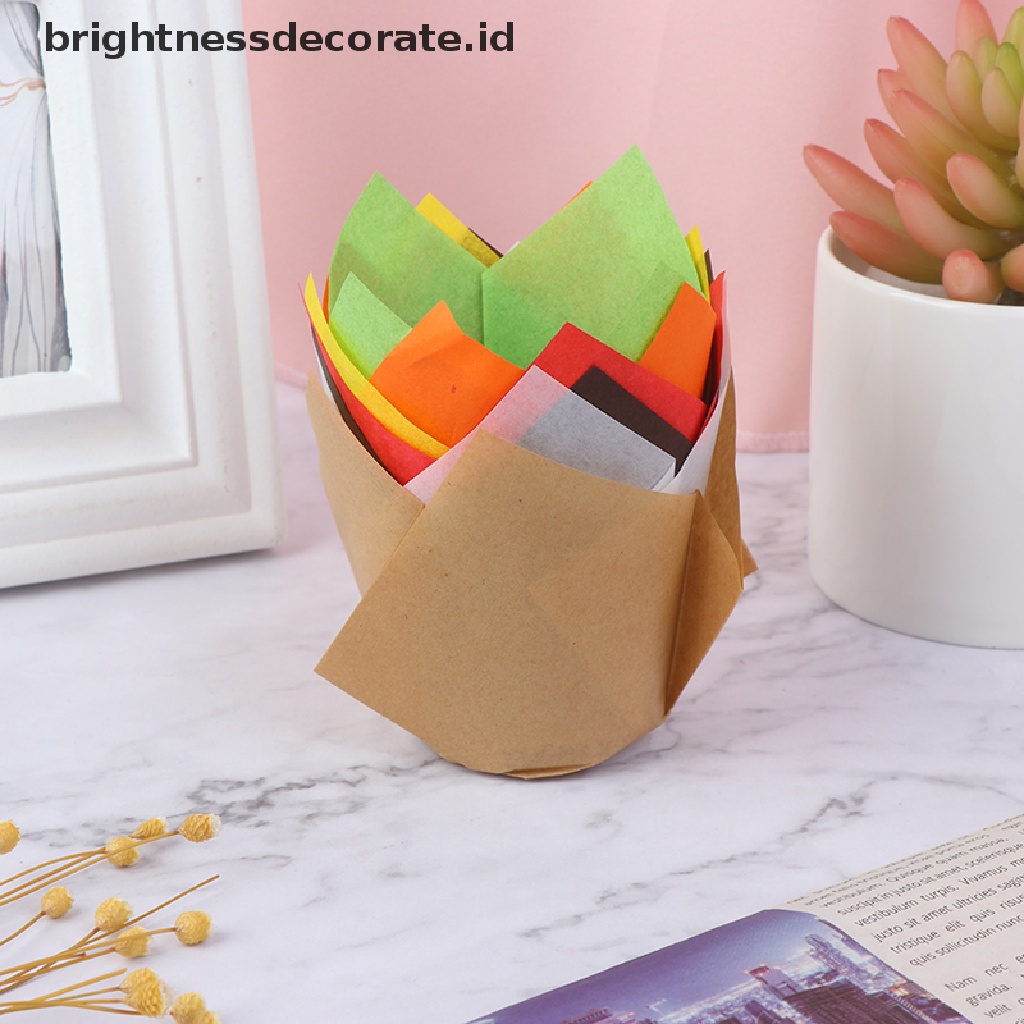 [Birth] 50pcs Cupcake Wrapper Liners Muffin Tulip Case Kertas Kue Baking Cup Decor [ID]