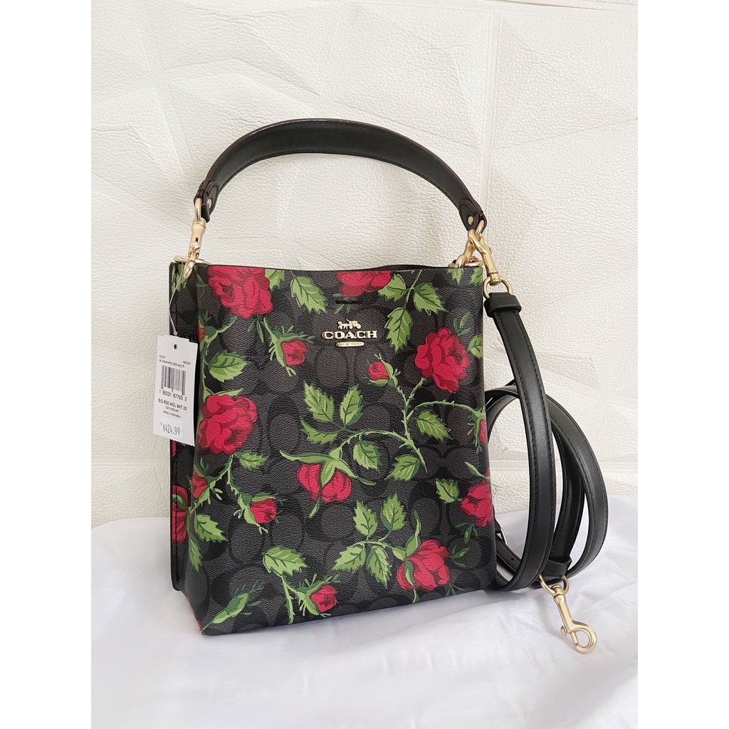 Tas Coach Mollie 22 Bucket Bag Red Multi New Original