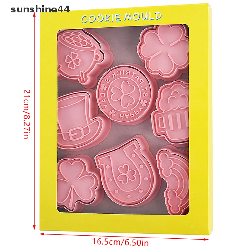 Sunshine 8Pcs/set 3D St. Patrick's Day Cookie Cutters Biscuit Mold Cetakan Kue Kering Stamp Party Decor Baking Tools.