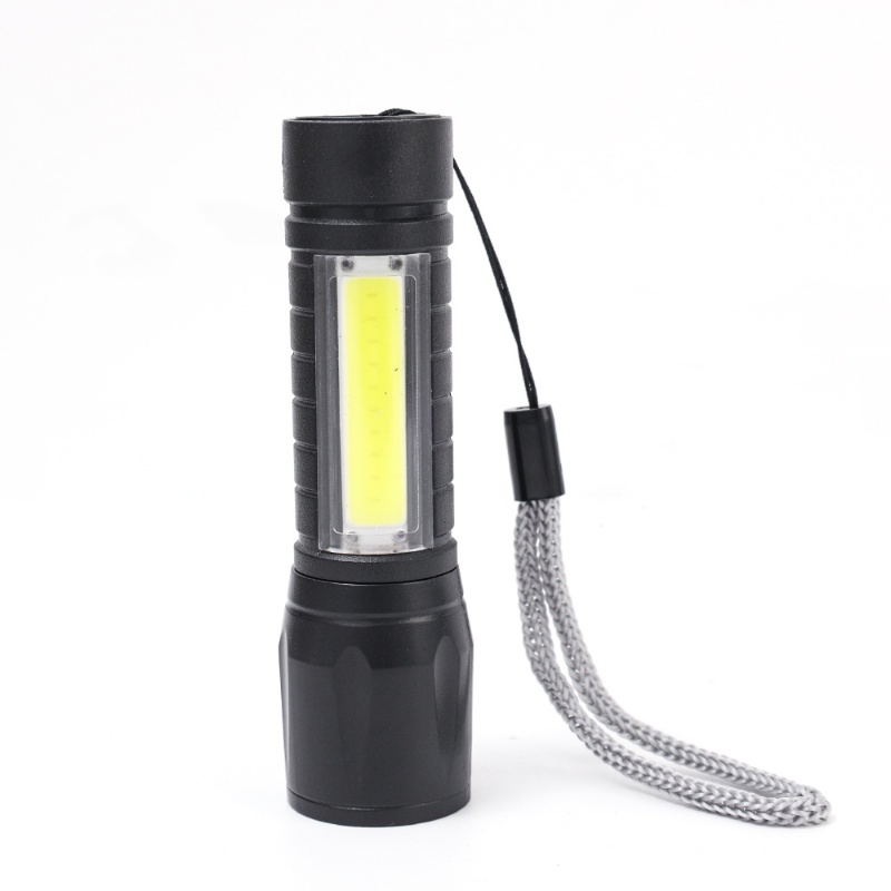 Senter LED Portable COB Light/Zoom Baterai Bawaan USB Rechargeable 3mode Waterproof Emergency Torch