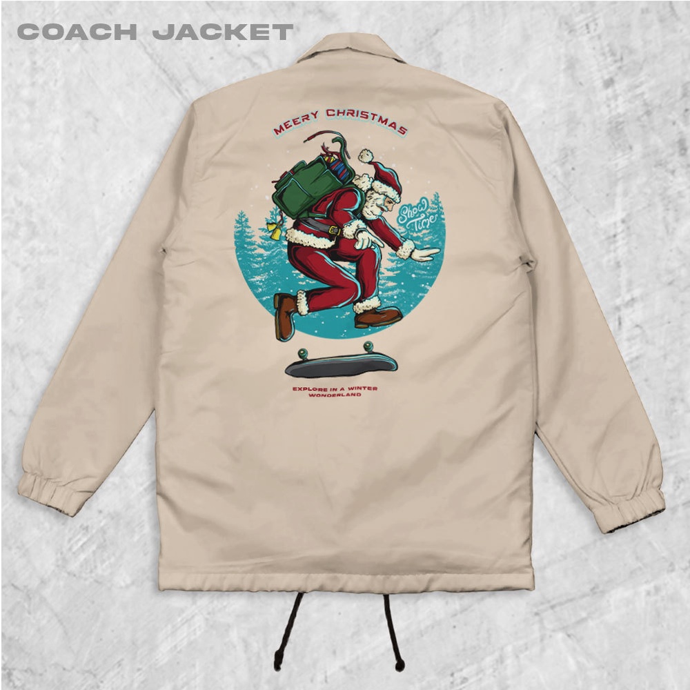 HIPNOP SANTASKATE Jaket Coach Natal Jaket Zipper Pria Jaket Parasut Unisex
