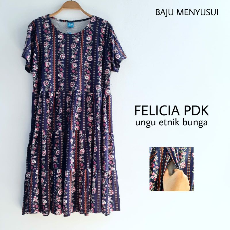 MAMIGAYA Nursing Wear FELICIA Pendek Dress Menyusui Baju ASI