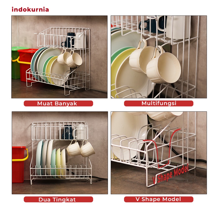 IK - Rak Piring Kawat SUSUN 2 TINGKAT RAK PIRING GELAS Model M MURAH
