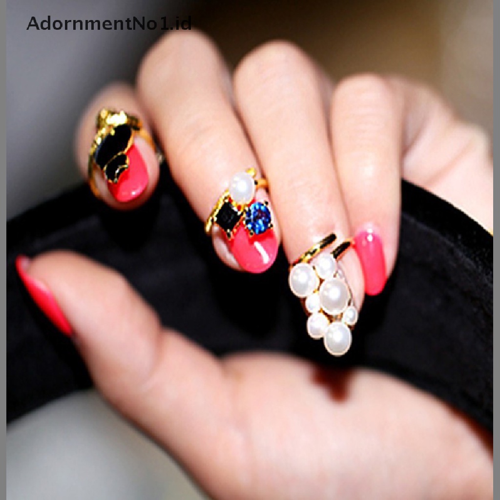 [AdornmentNo1] Cincin Fashion Wanita Cat Pearl Zircon Nail Rings Set 4PCS/Set Chic Knuckle Rings [ID]