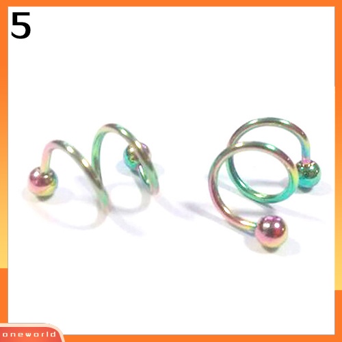 [oneworld] Punk Stainless Steel Spiral Helix Ear Stud Bibir Hidung Cincin Tindik Tulang Rawan