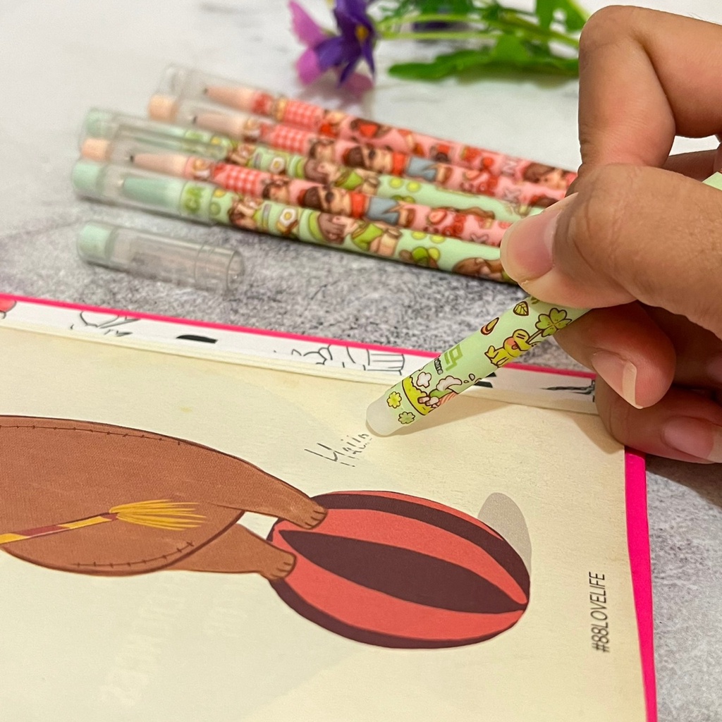 PULPEN ERASABLE BISA DIHAPUS MOTIF LITTLE GIRL TINTA HITAM SUPER CUTE PEN GEL GAMBAR CEWEK IMUT LUCU ALAT TULIS SEKOLAH ANAK-ANAK TERLENGKAP KUALITAS TERBAIK BISA COD