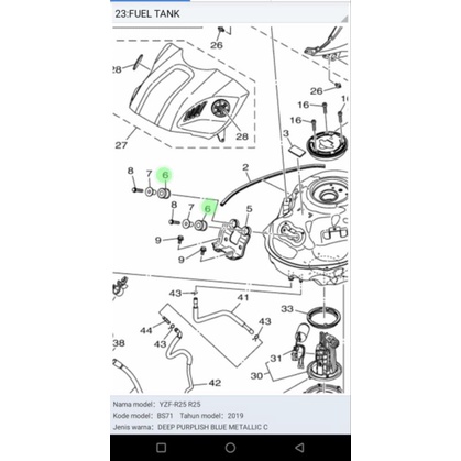 grommet karet dudukan tanki tengki R25 1wd bs71 2016 sampe 2019 ori