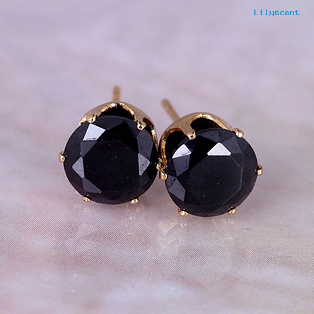 [LS] Ear Studs Elegan Semua Pertandingan Cubic Zirconia Bulat Anting Indah Untuk Pacaran