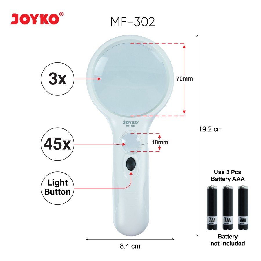 Magnifier LED Light Kaca Pembesar Dengan Lampu Joyko MF-302