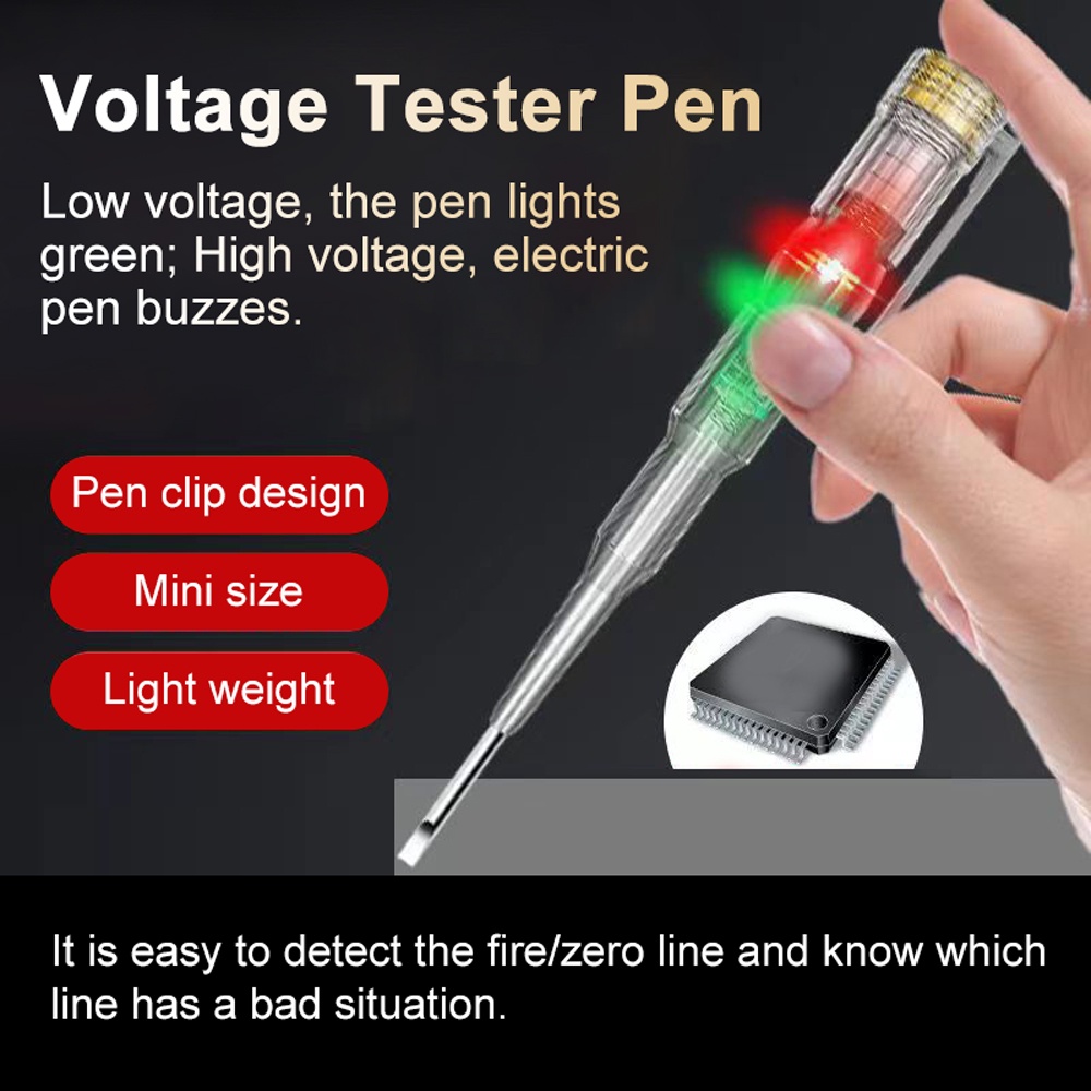 70-250v Tester Tegangan Daya Induksi Cerdas Pen Buzzer Alarm Warna Double Lamp Detector Pen Obeng Indikator Sirkuit