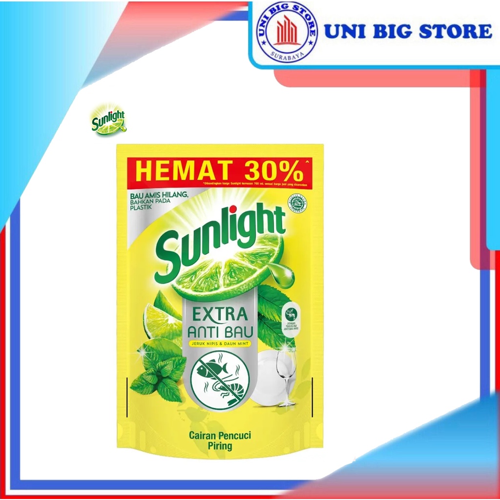 Jual Sunlight Anti Bau Jeruk Nipis Daun Mint 650 Ml Sabun Cuci Piring ...