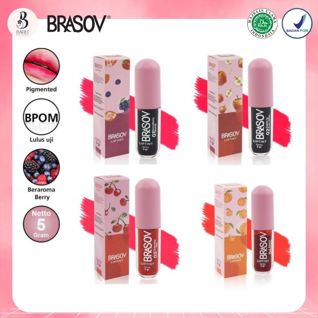 BRASOV Lip Tint Pigmented | Pewarna Bibir Tint | Perona Bibir | Waterproof | Tahan Lama | Lip Tint |