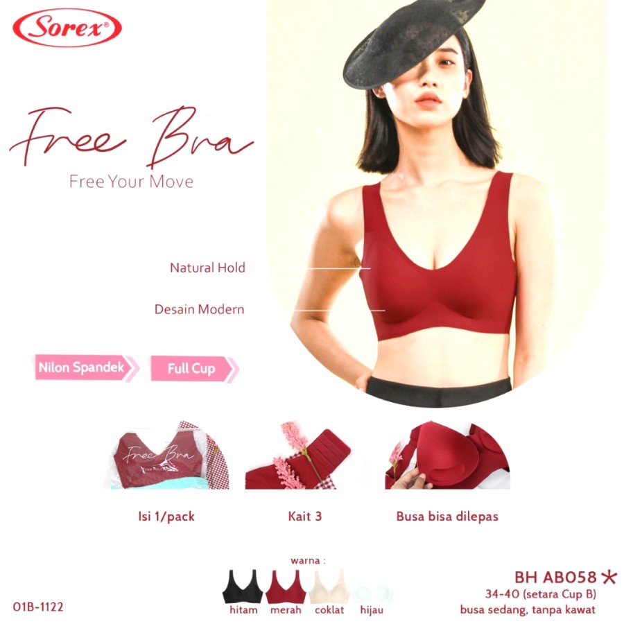 1 Pc Sorex Seamless Free Bra BH Nyaman Tanpa Kawat 058