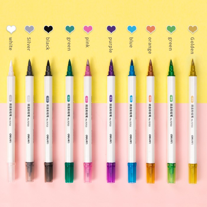 

Terlaris ✨ -Deli Felt Pen Spidol 2 Ujung 10 Warna Metalic 70704- 2.1.23