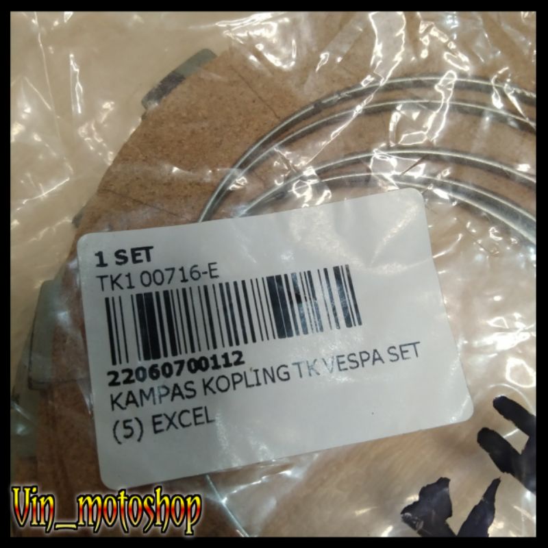kampas kopling set Vespa 2 TAK TK Racing isi 5 untuk vespa Sprint , Super , PX 2 Tak Merek TK Racing