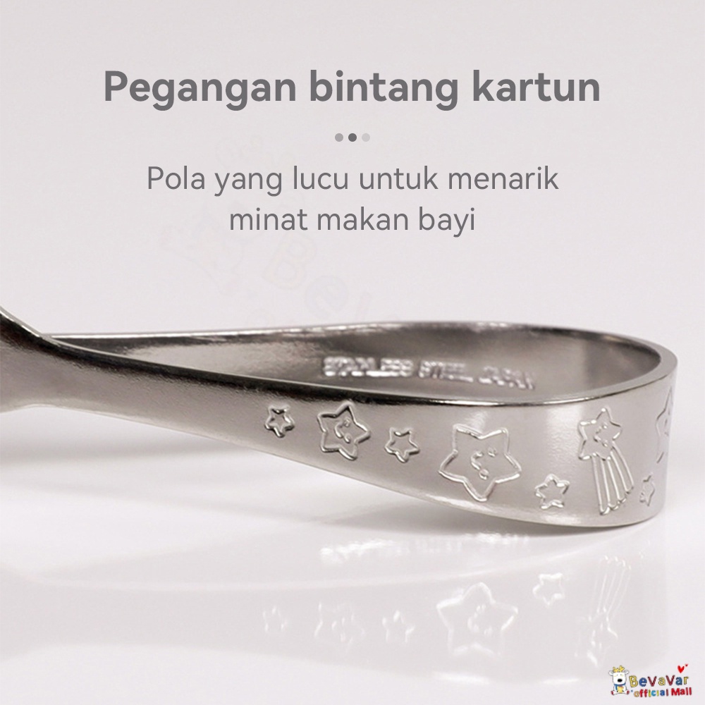 BEVAVAR Sendok Garpu Alat Makan Anak Bayi Training Spoon Fook Stainless Import
