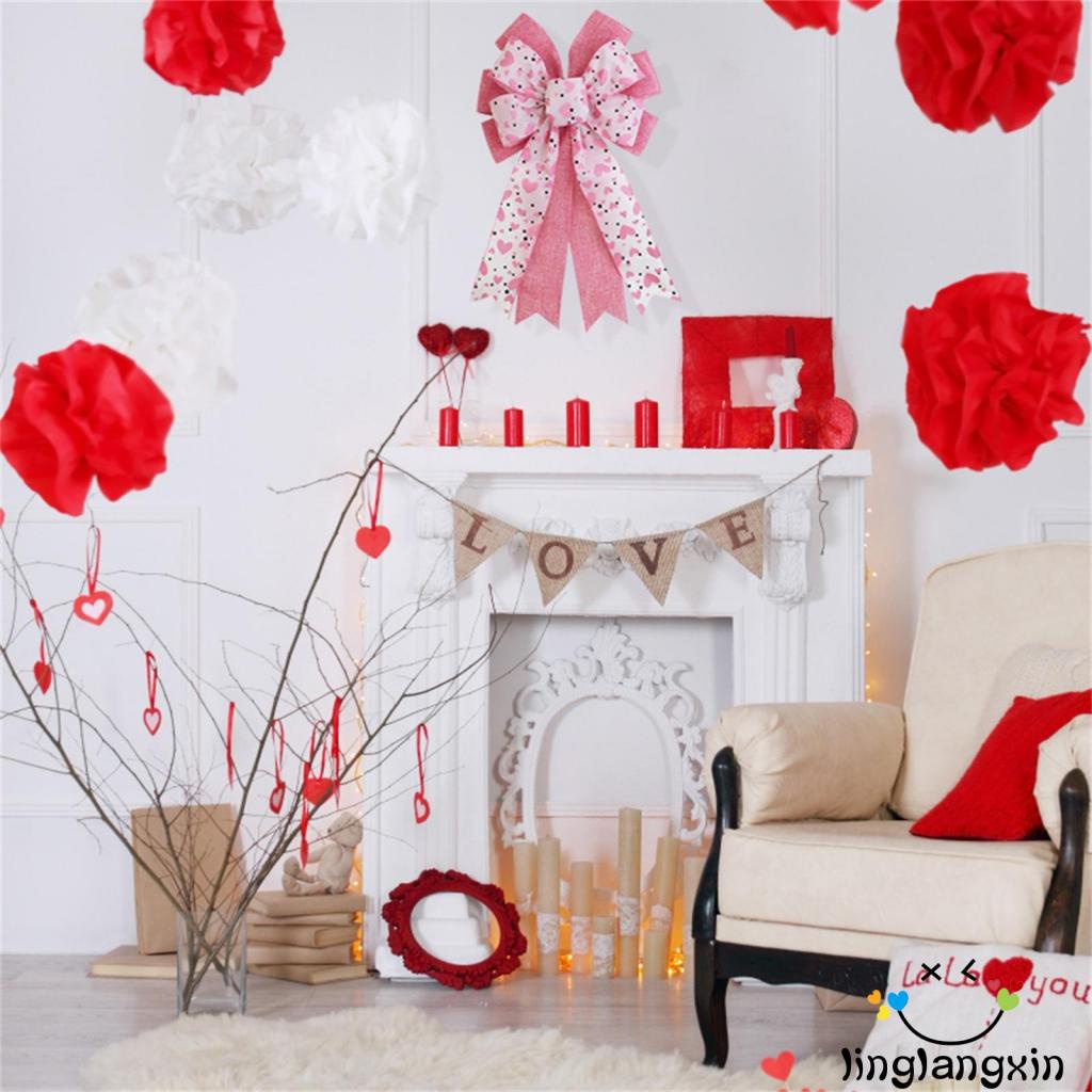 Llx-valentine Day Wreath Bow Dekorasi Hadiah Hati Hari Ibu Pesta Ulang Tahun Pernikahan