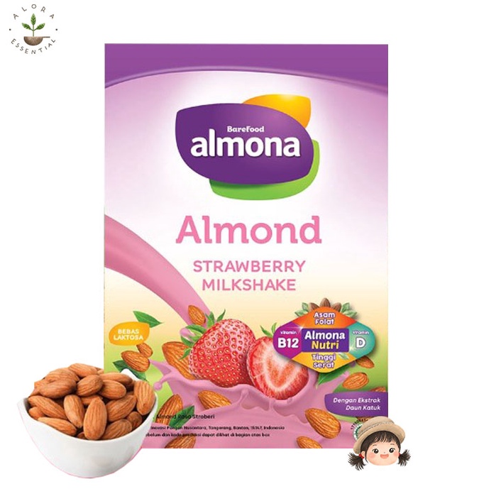 Barefood Almona Almond Milk Powder Strawberry Milkshake - ASI Booster