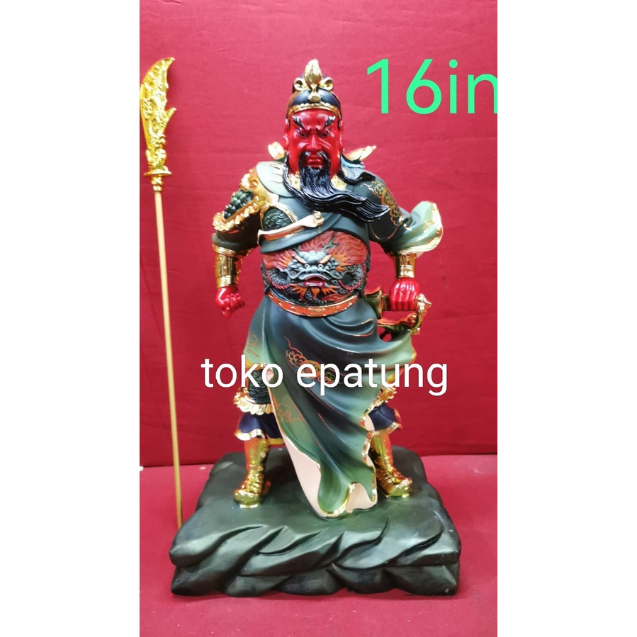 patung kwan kung / kwan te / kwan kong - berdiri - fiber - 16 inch - g