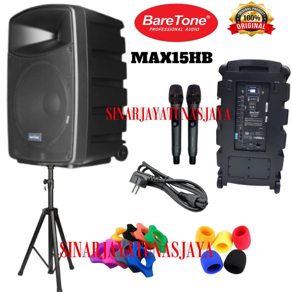 Speaker Portable Meeting BARETONE MAX15HB 600 WATT ORIGINAL FREE BONUS - BARETONE MAX 15HB