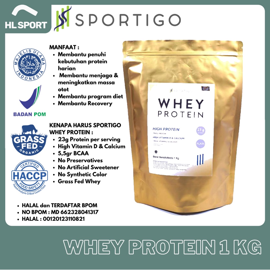 SPORTIGO Susu Whey Protein Isolate Concentrate Pure BPOM Halal