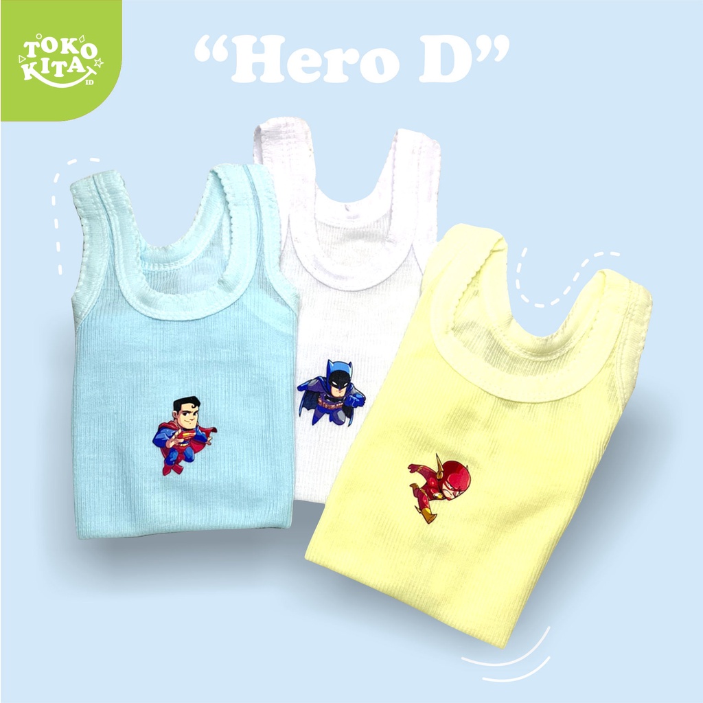 Singlet Anak Laki-laki 3pcs Motif Karakter Lucu