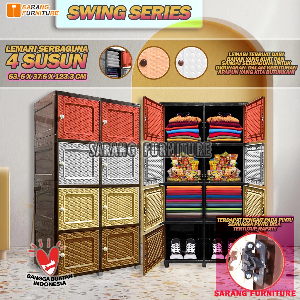 Lemari SWING DOUBLE Lemari Plastik Serbaguna 4 SUSUN Tabitha CLICKS Tabitha LOKI LOKER SERBAGUNA Lemari Pakaian CABINET LEMARI TABITHA LEMARI SWING