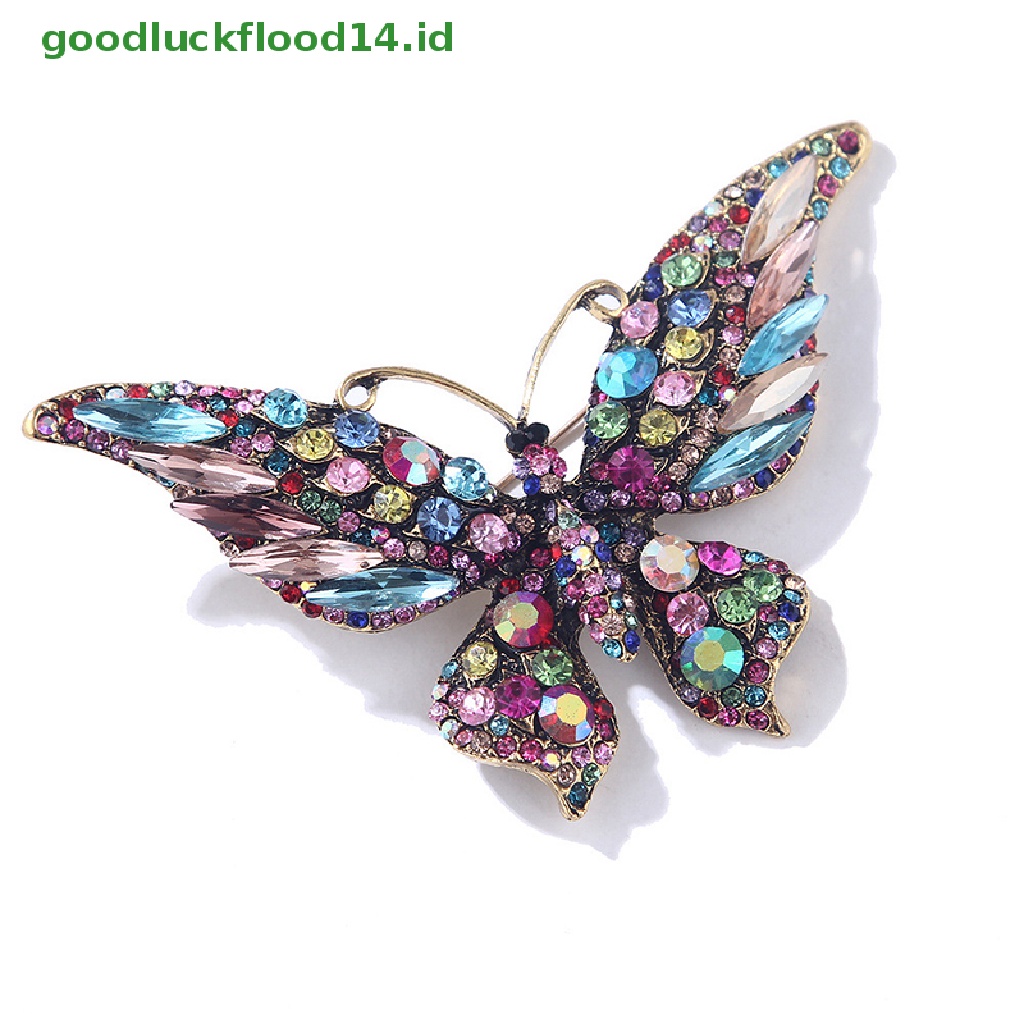 [GOOGFOUR] Fashion Colorful Butterfly Bros Pernikahan Kristal Berlian Imitasi Serangga Broche Mujer Bouquet Jilbab Syal Pin [TOP]